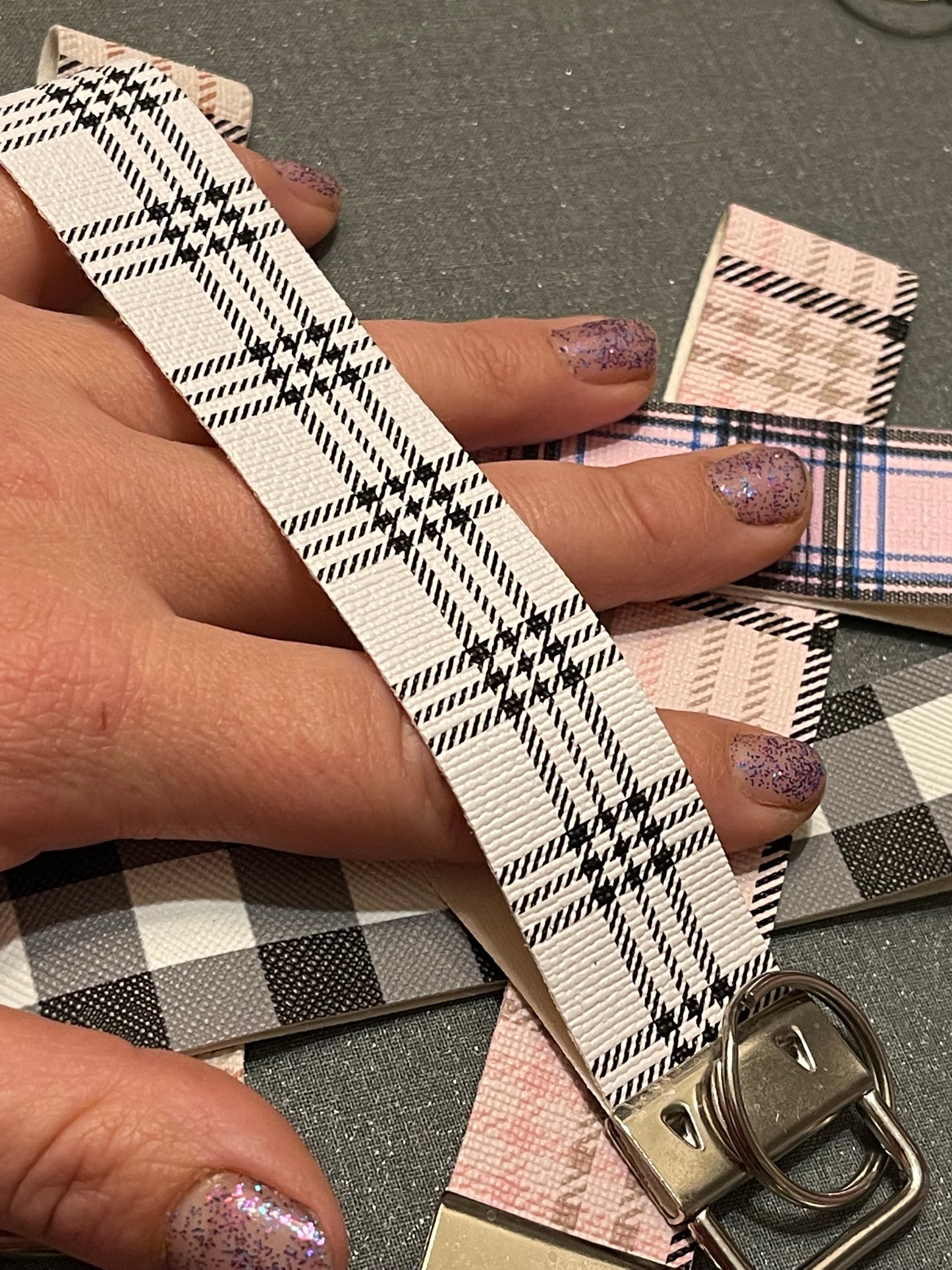 Checkered Keychain Wristlet