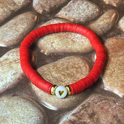 Red Custom Heishi Bracelet