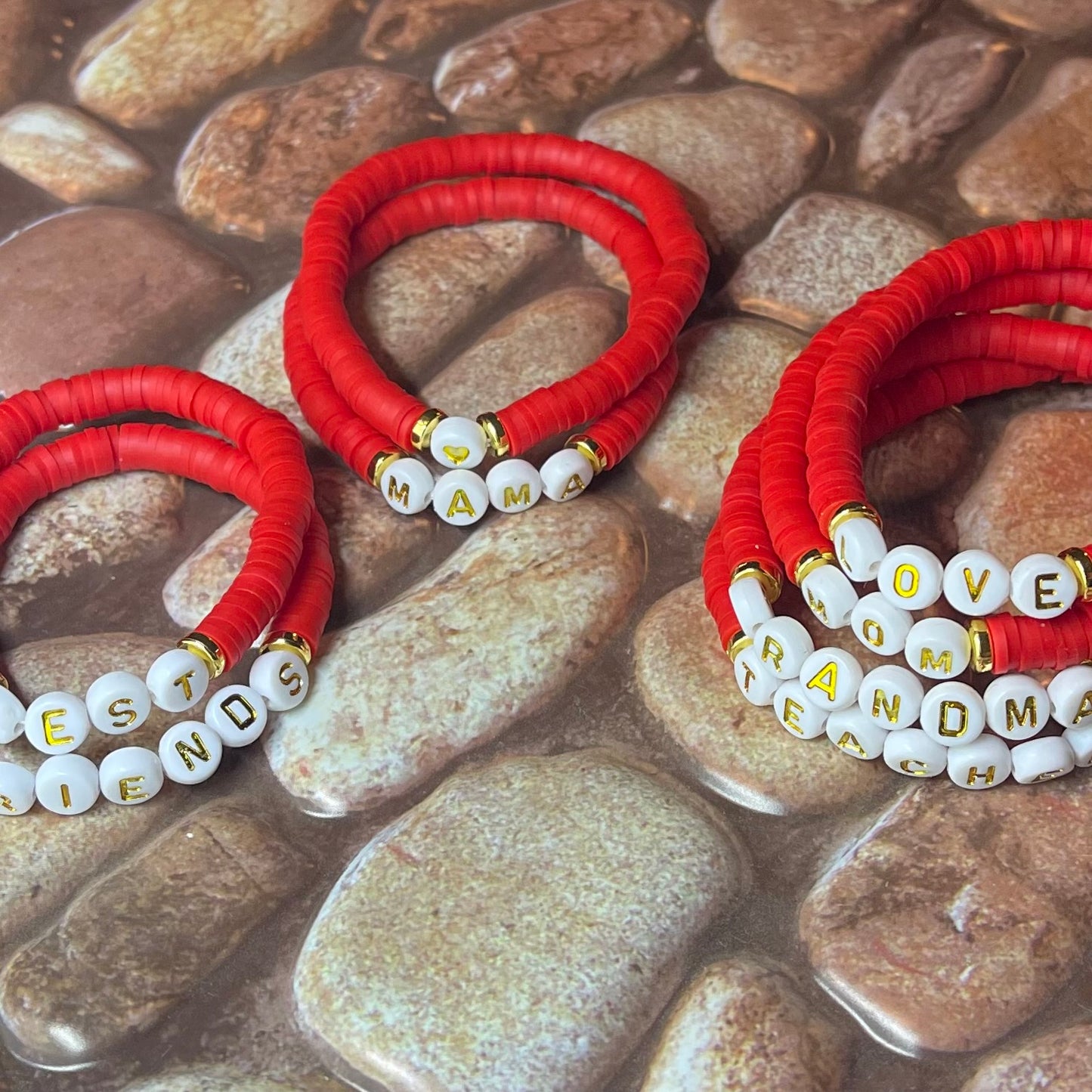 Red Custom Heishi Bracelet