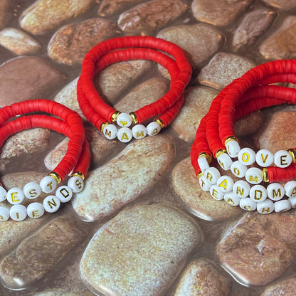 Red Custom Heishi Bracelet