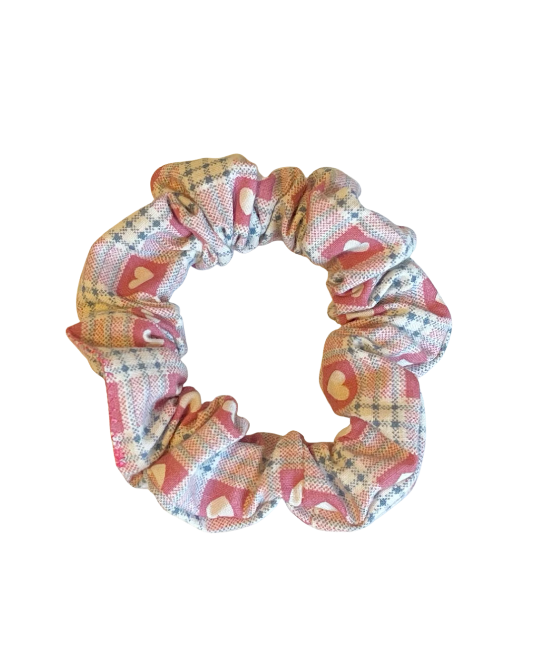 Skinny plaid heart scrunchie