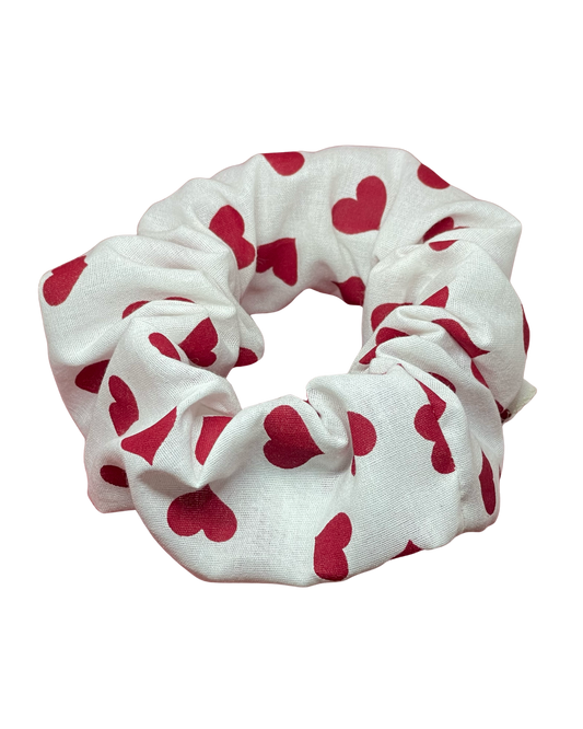 XL White Heart Scrunchie