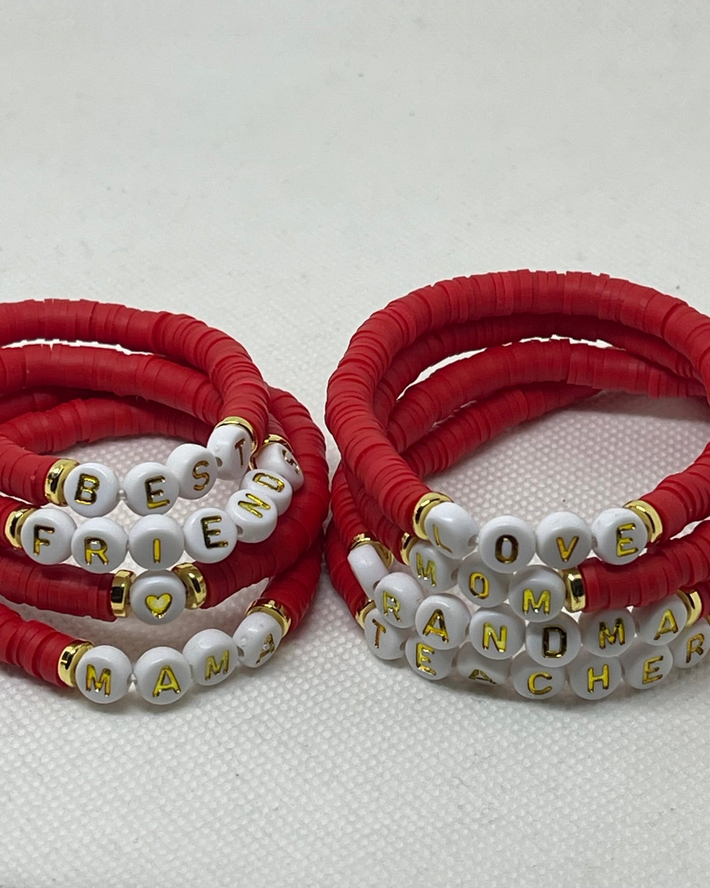 Red Custom Heishi Bracelet