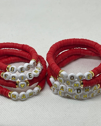 Red Custom Heishi Bracelet