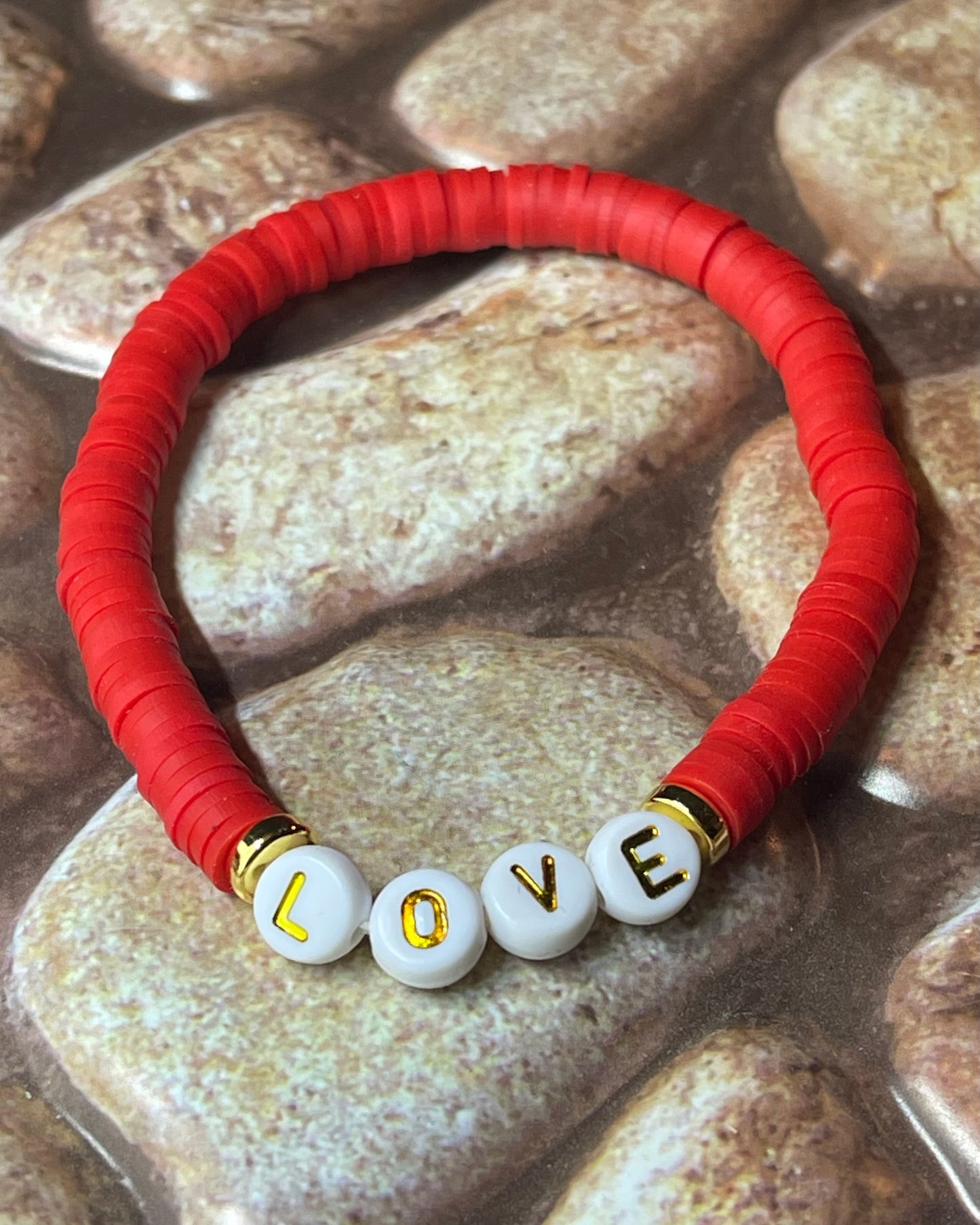 Red Custom Heishi Bracelet