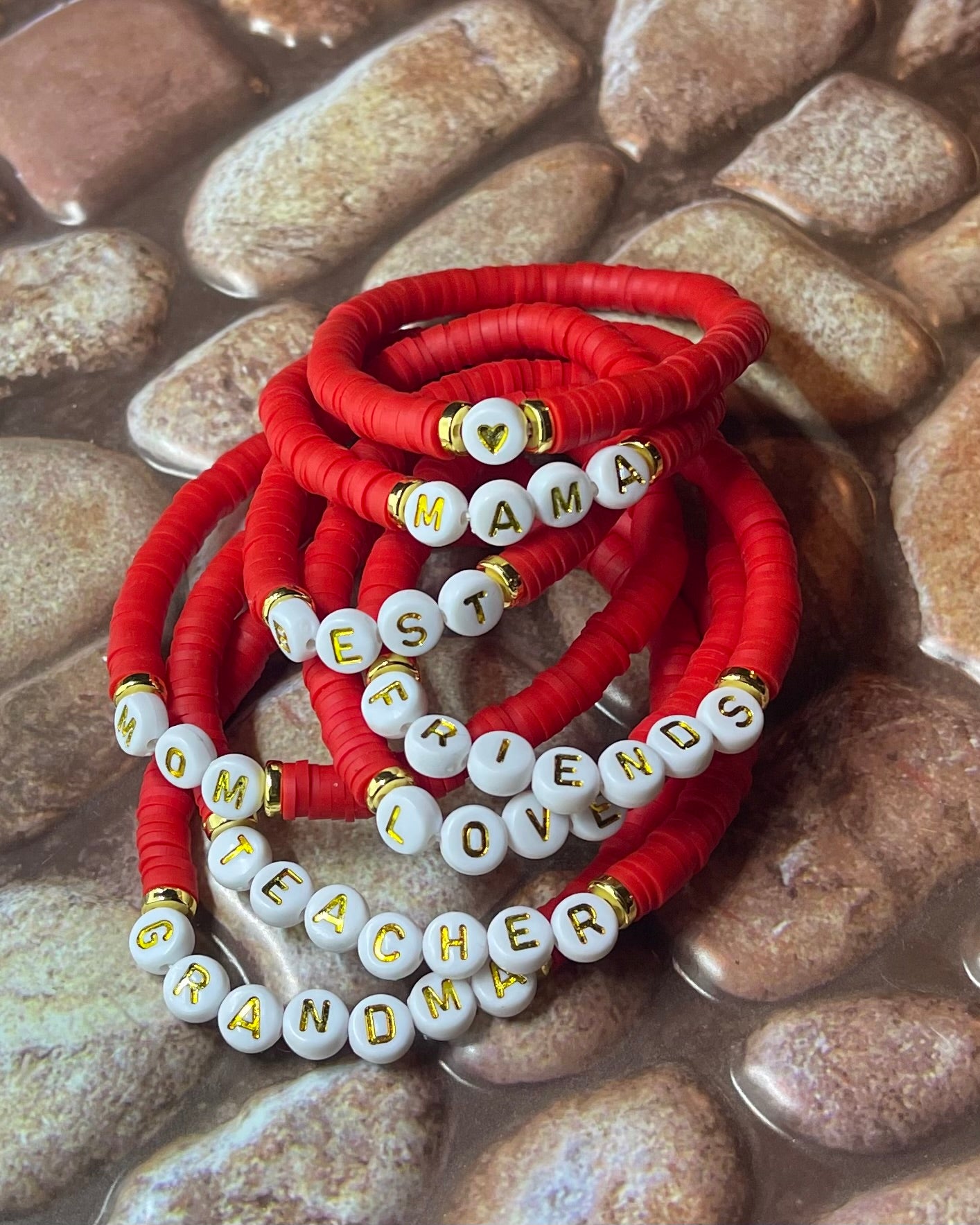 Red Custom Heishi Bracelet