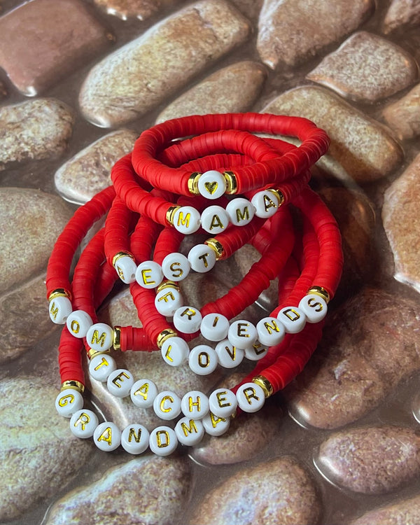Red Custom Heishi Bracelet