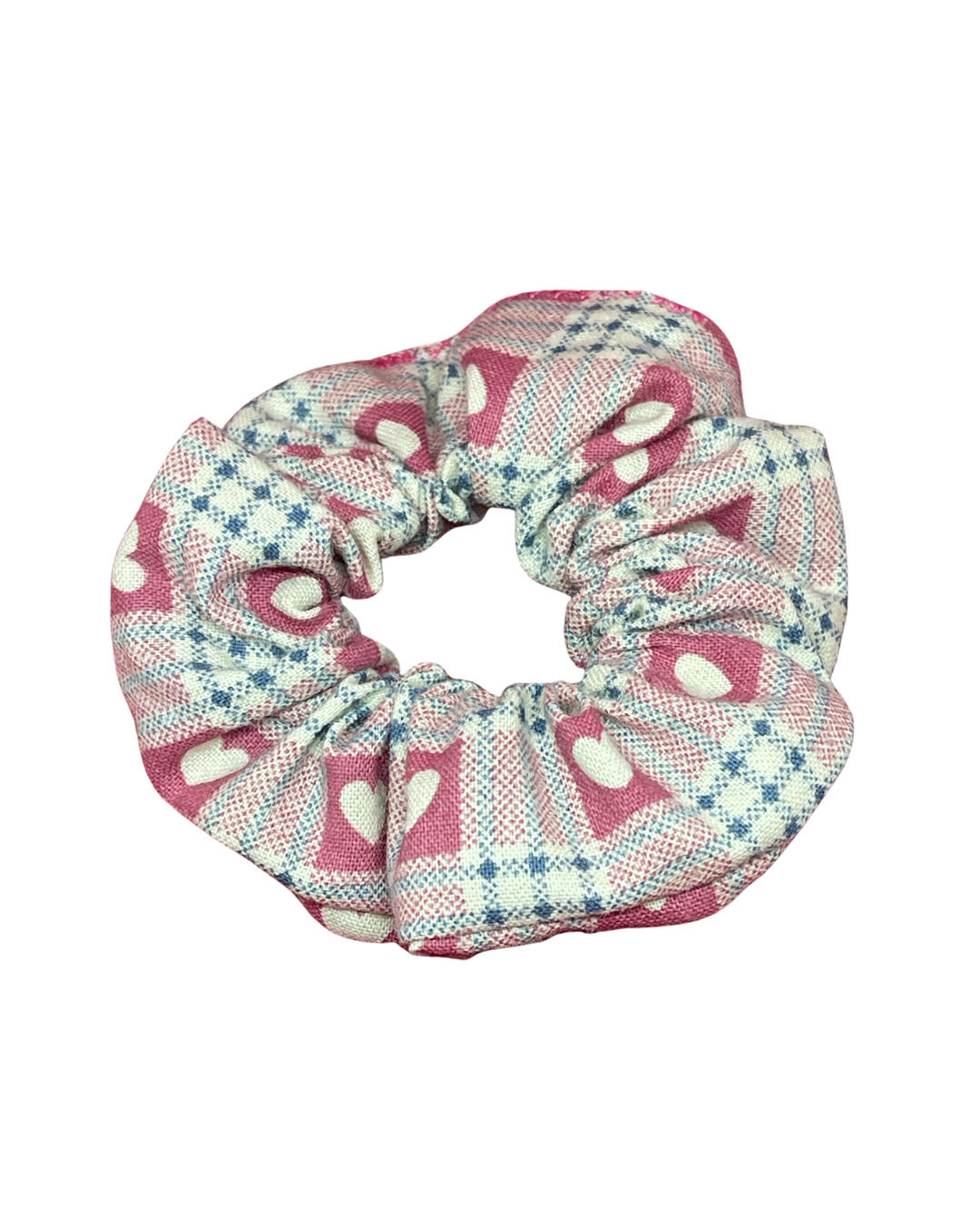 Mini plaid heart checker scrunchie