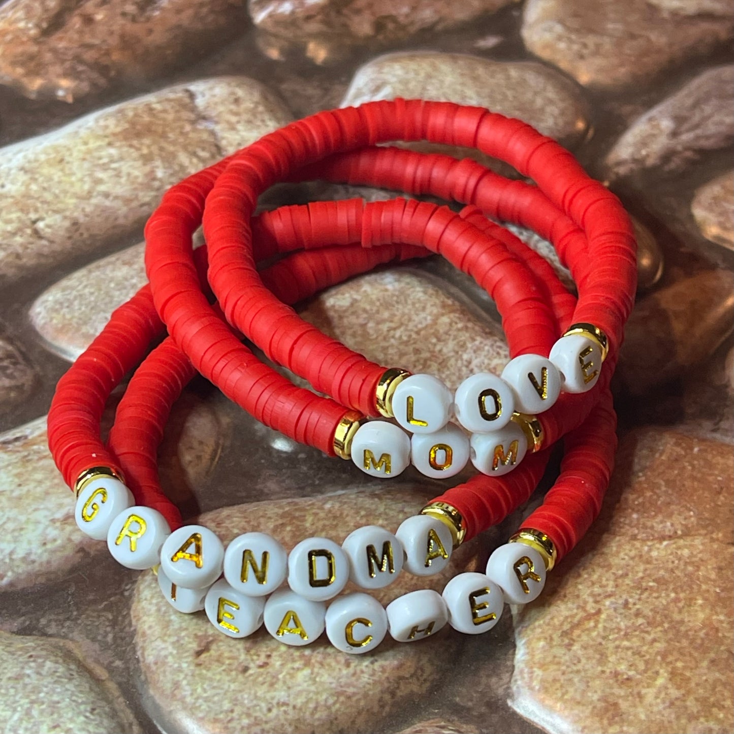 Red Custom Heishi Bracelet