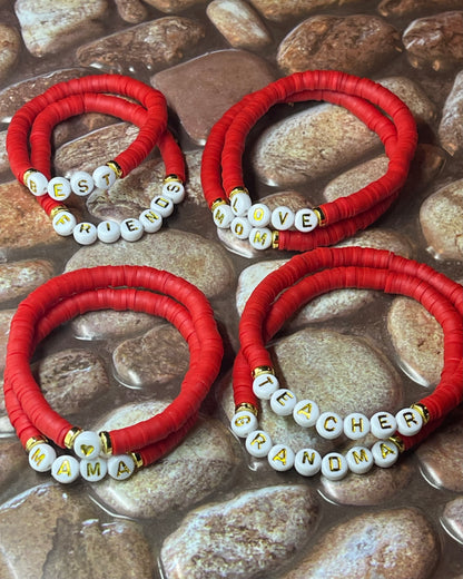 Red Custom Heishi Bracelet