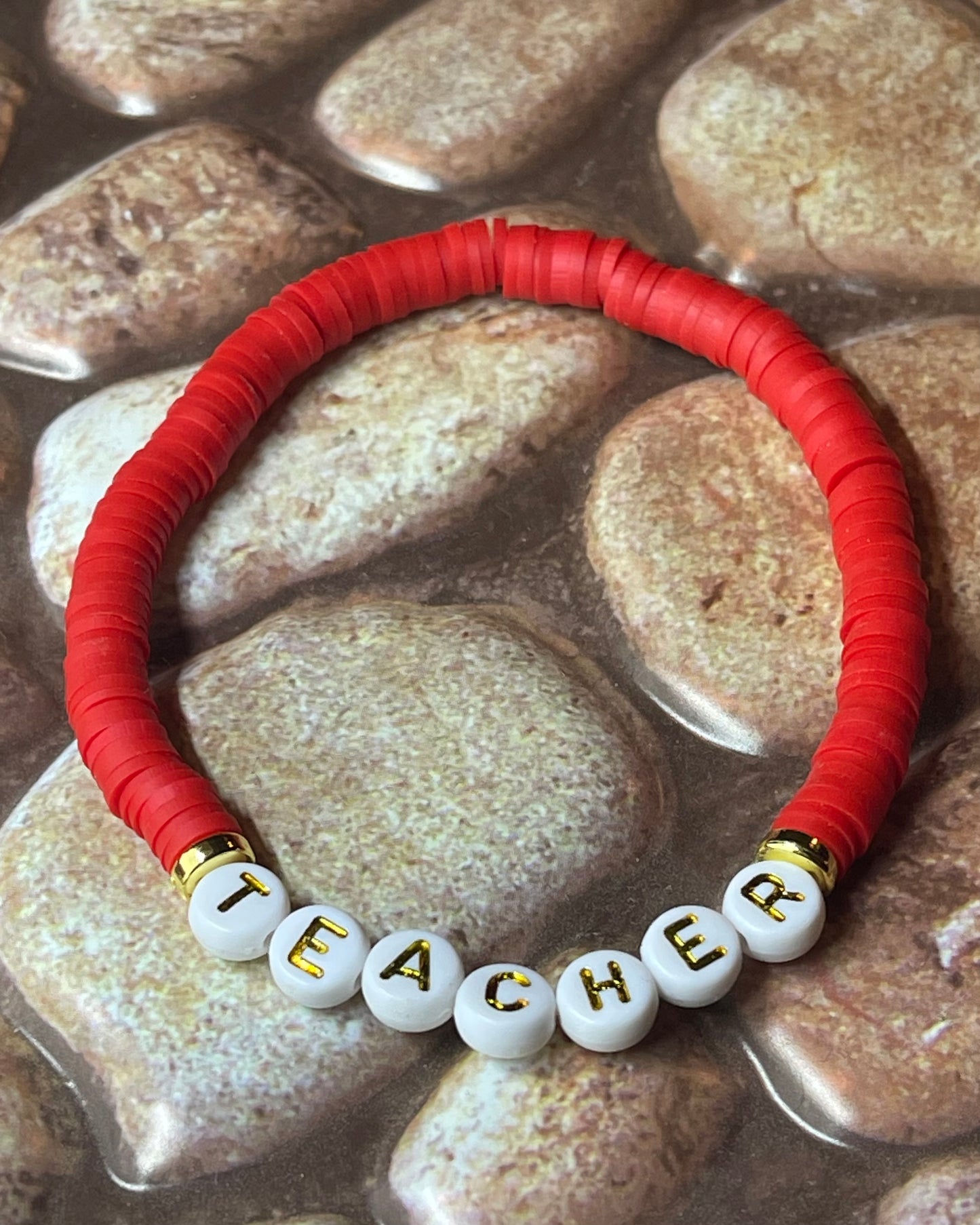 Red Custom Heishi Bracelet
