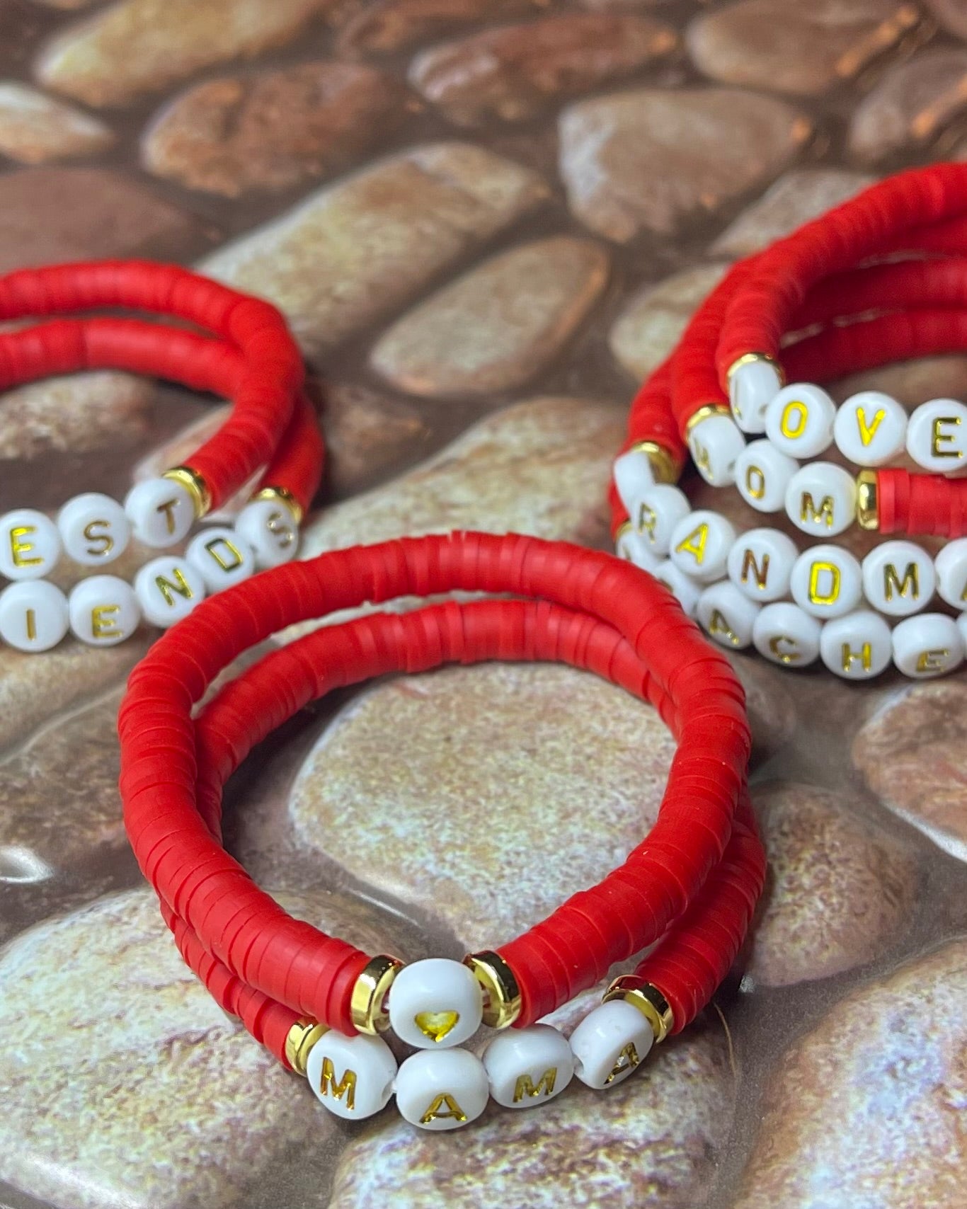 Red Custom Heishi Bracelet
