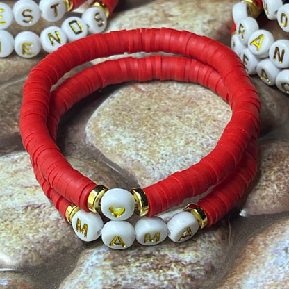 Red Custom Heishi Bracelet