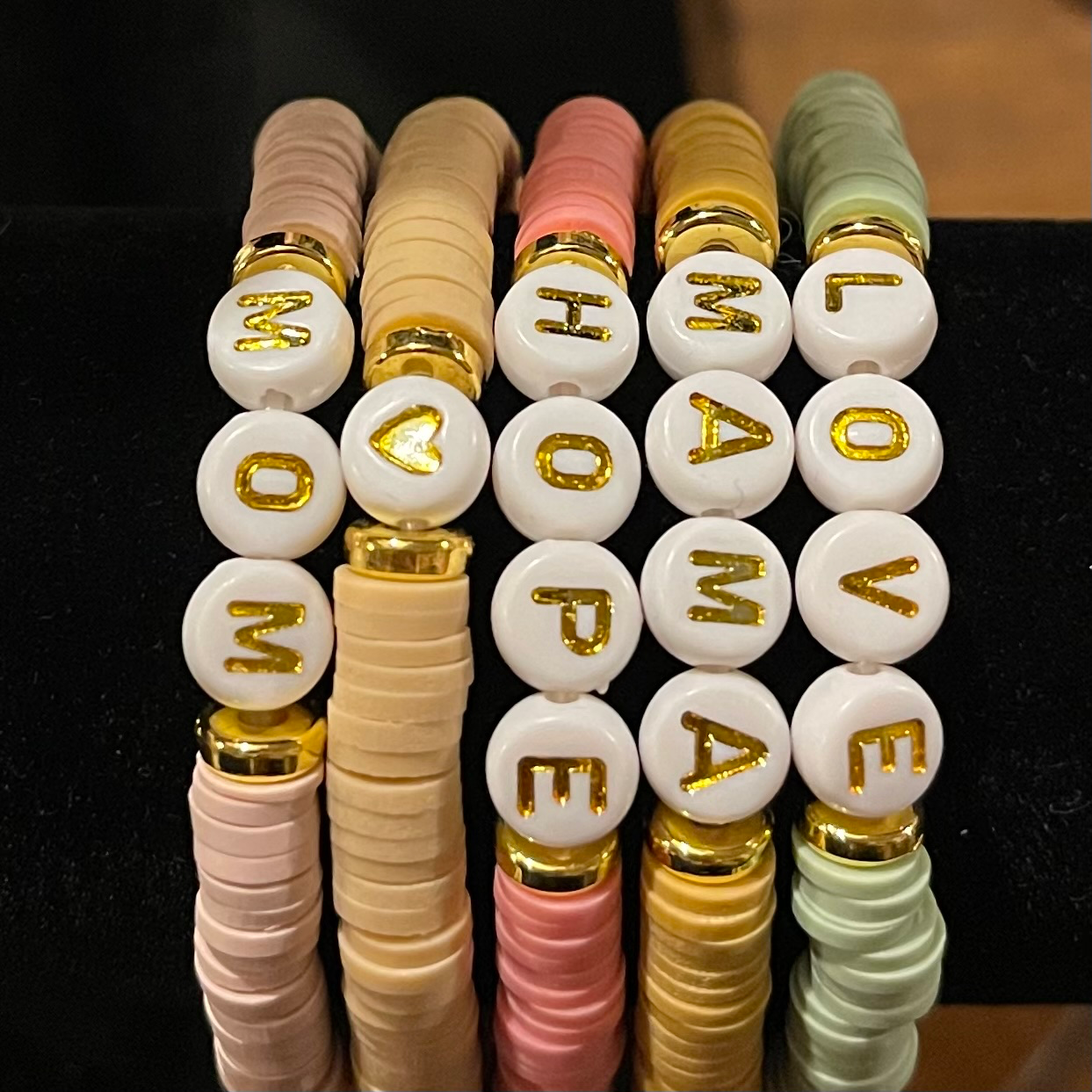 handmade colorful heishi bracelets customizable