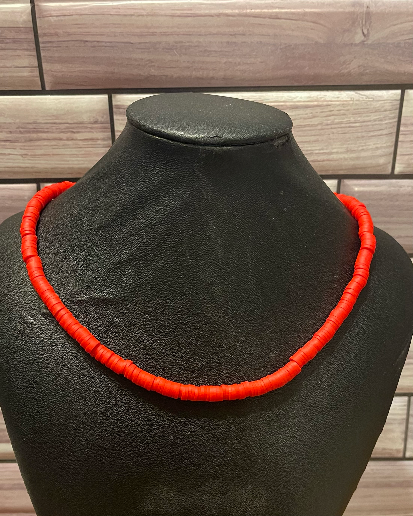 Red heishi necklace