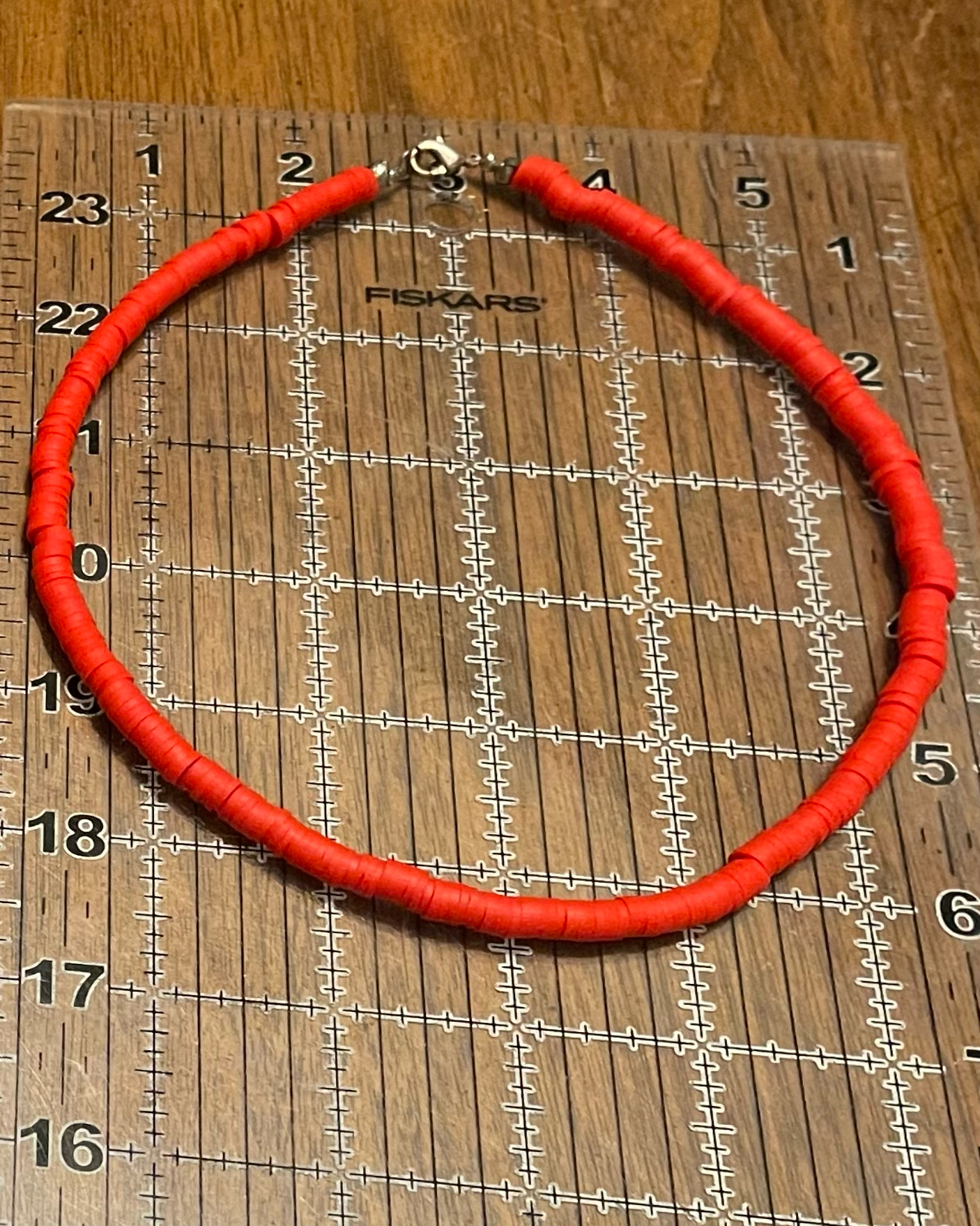 Red heishi necklace