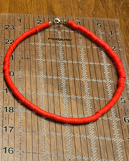Red heishi necklace