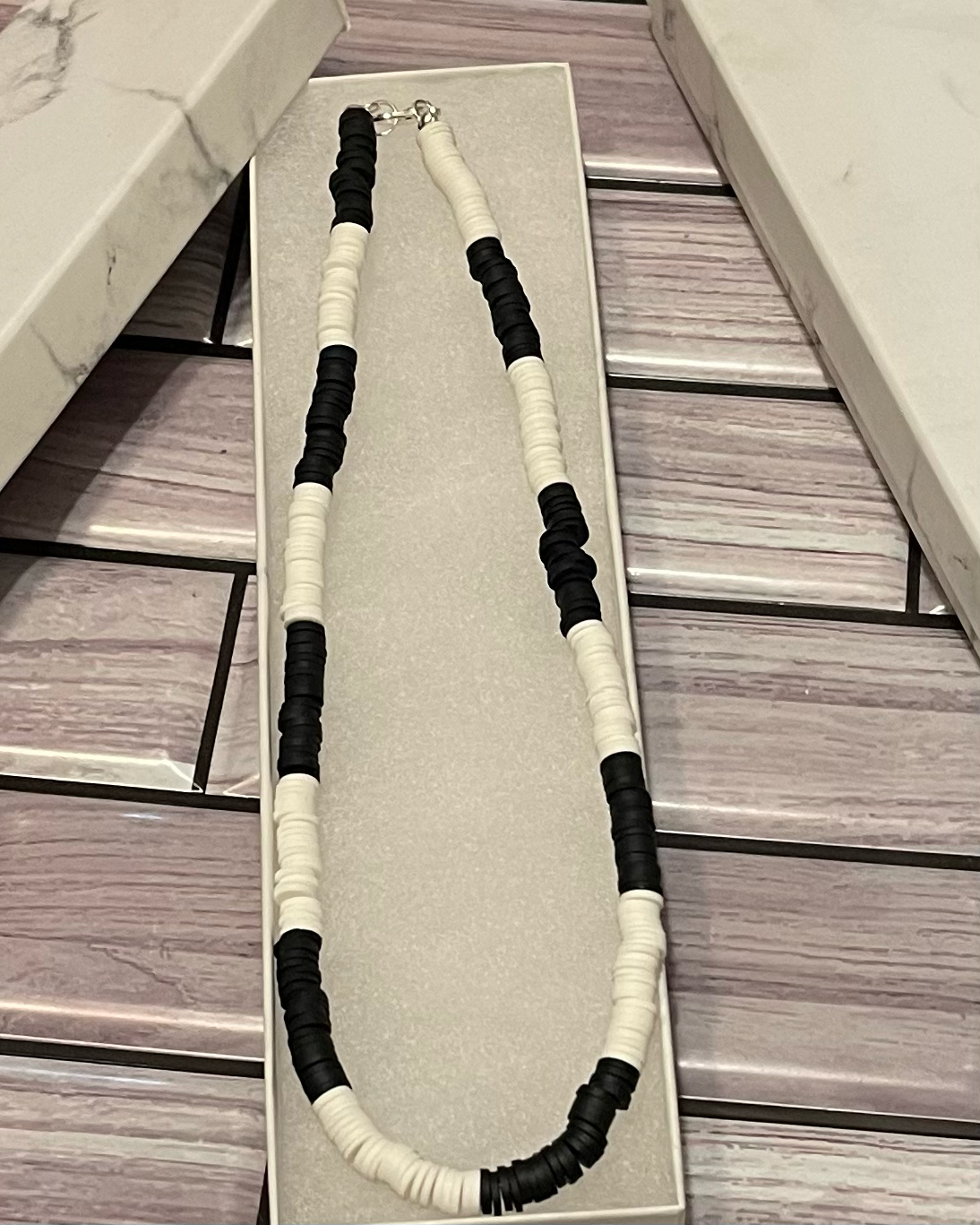 Black and White Heishi Necklace 2