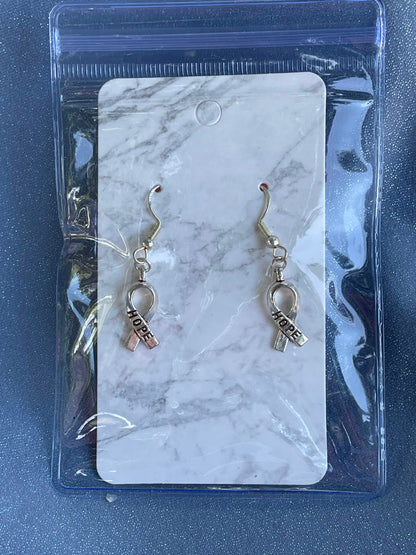 Silver Hope Breast Cancer Earrings