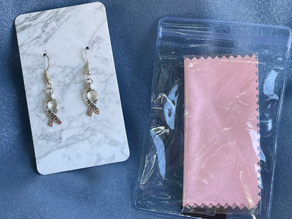 Silver Hope Breast Cancer Earrings