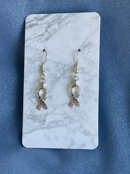 Silver Hope Breast Cancer Earrings