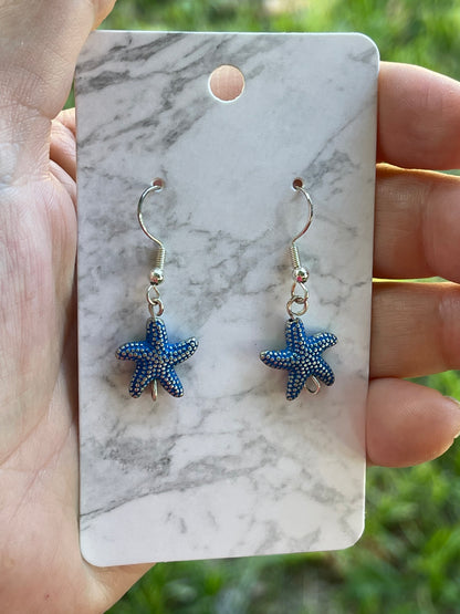 Sterling Silver Metal Starfish Earrings