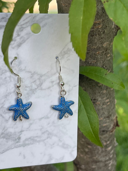 Sterling Silver Metal Starfish Earrings