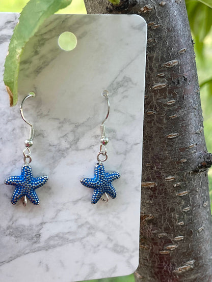 Sterling Silver Metal Starfish Earrings