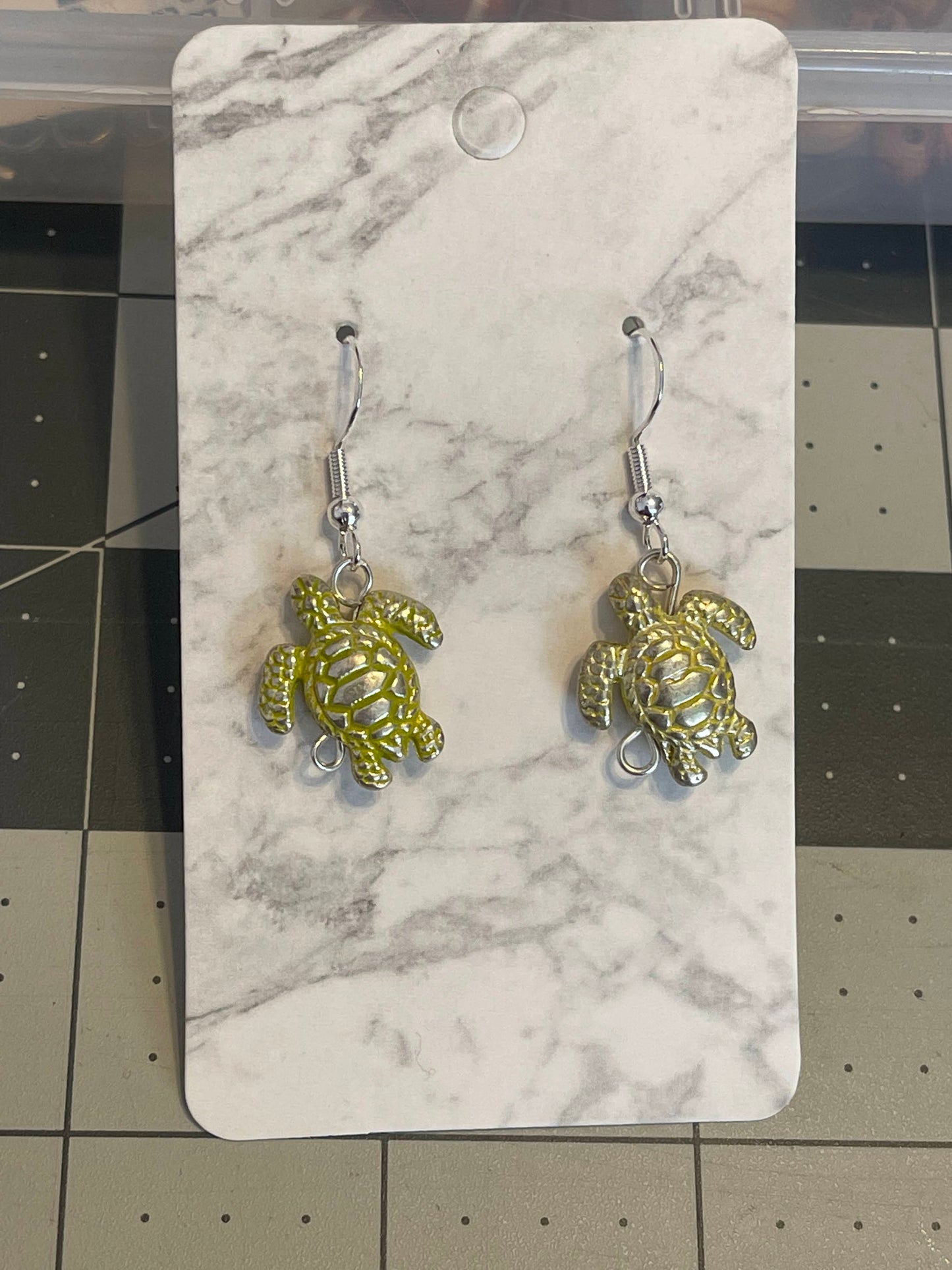 Metal Turtle Sterling Silver Earrings