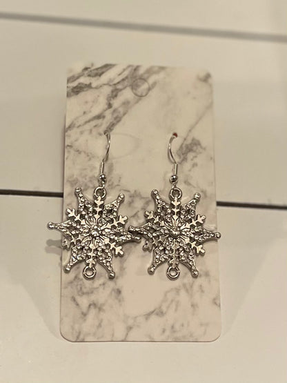 Silver snowflake earrings