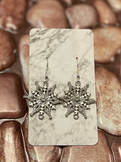 Silver snowflake earrings