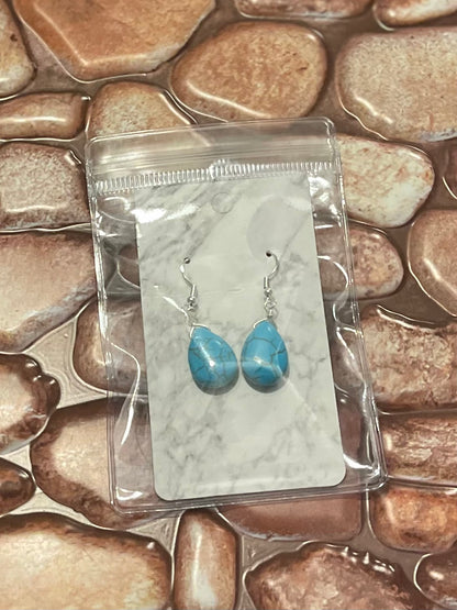 Turquoise Howlite Teardrop Earrings