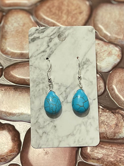 Turquoise Howlite Teardrop Earrings