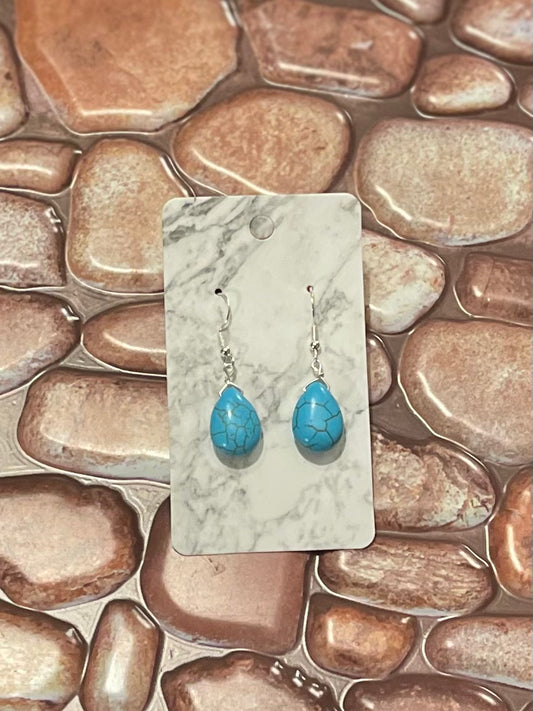 Turquoise Howlite Teardrop Earrings
