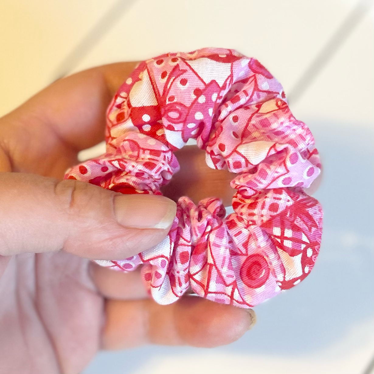 Mini Light pink heart Scruchie