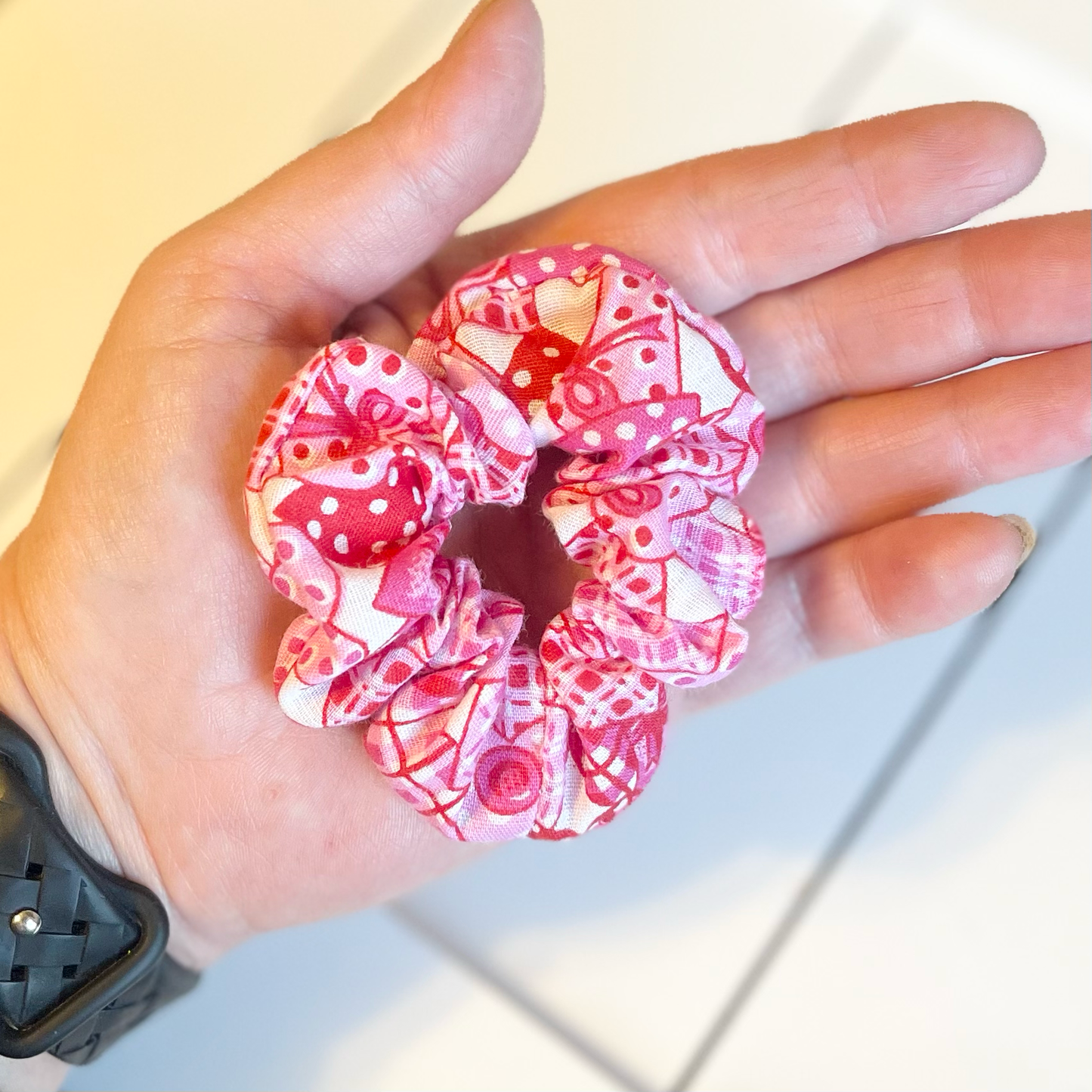 Mini Light pink heart Scruchie