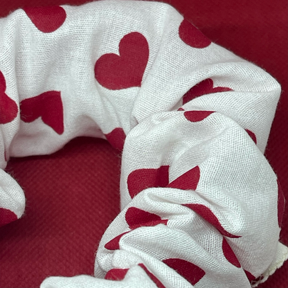 XL White Heart Scrunchie