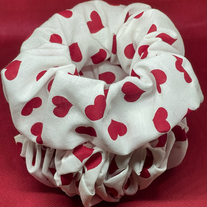 XL White Heart Scrunchie