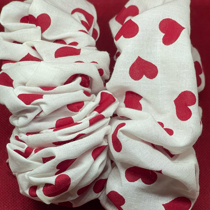 XL White Heart Scrunchie
