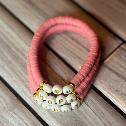 Coral Custom Heishi Bracelet
