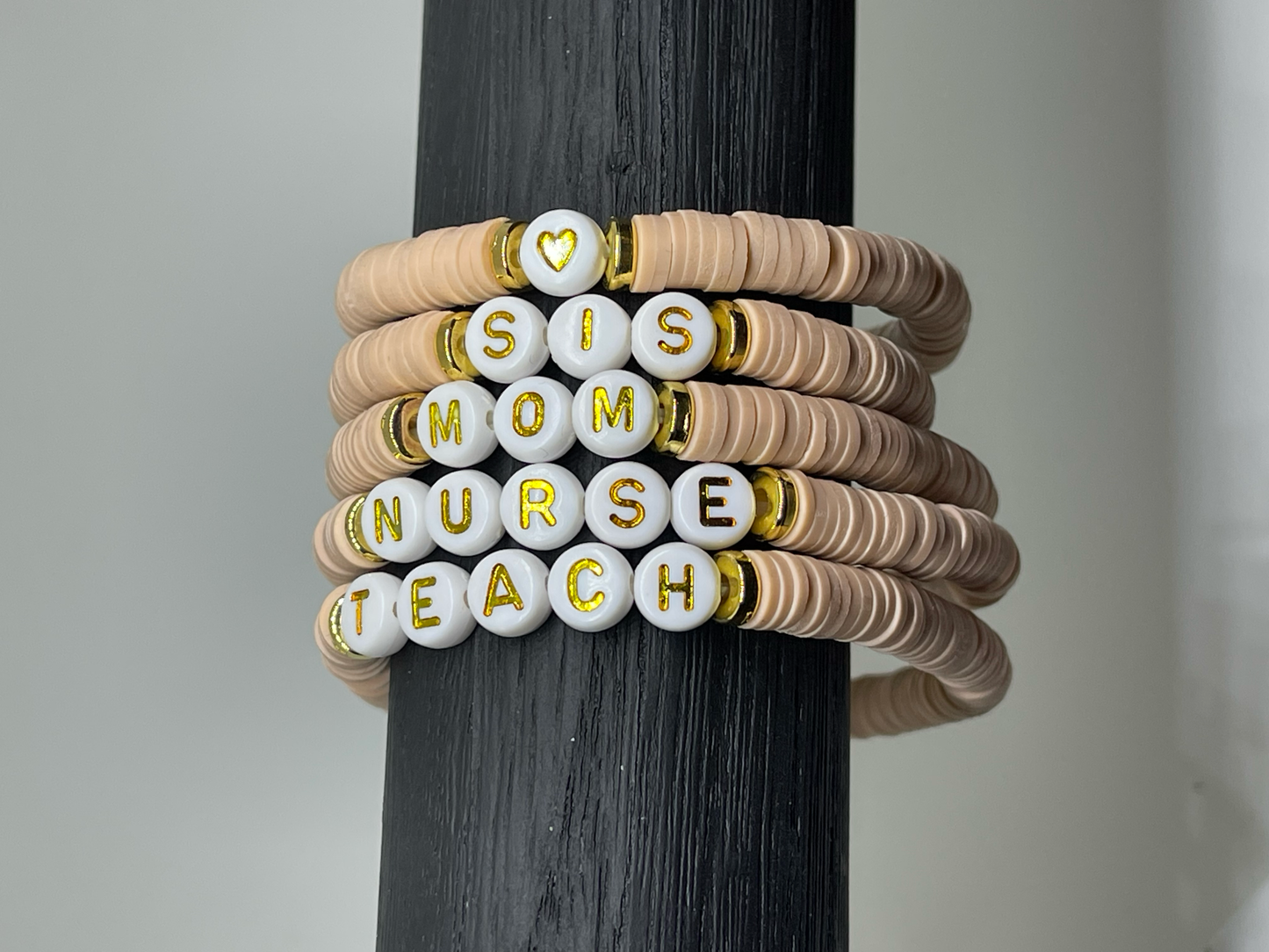 Dusty Rose Custom Heishi Bracelet