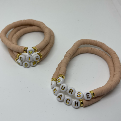 Dusty Rose Custom Heishi Bracelet