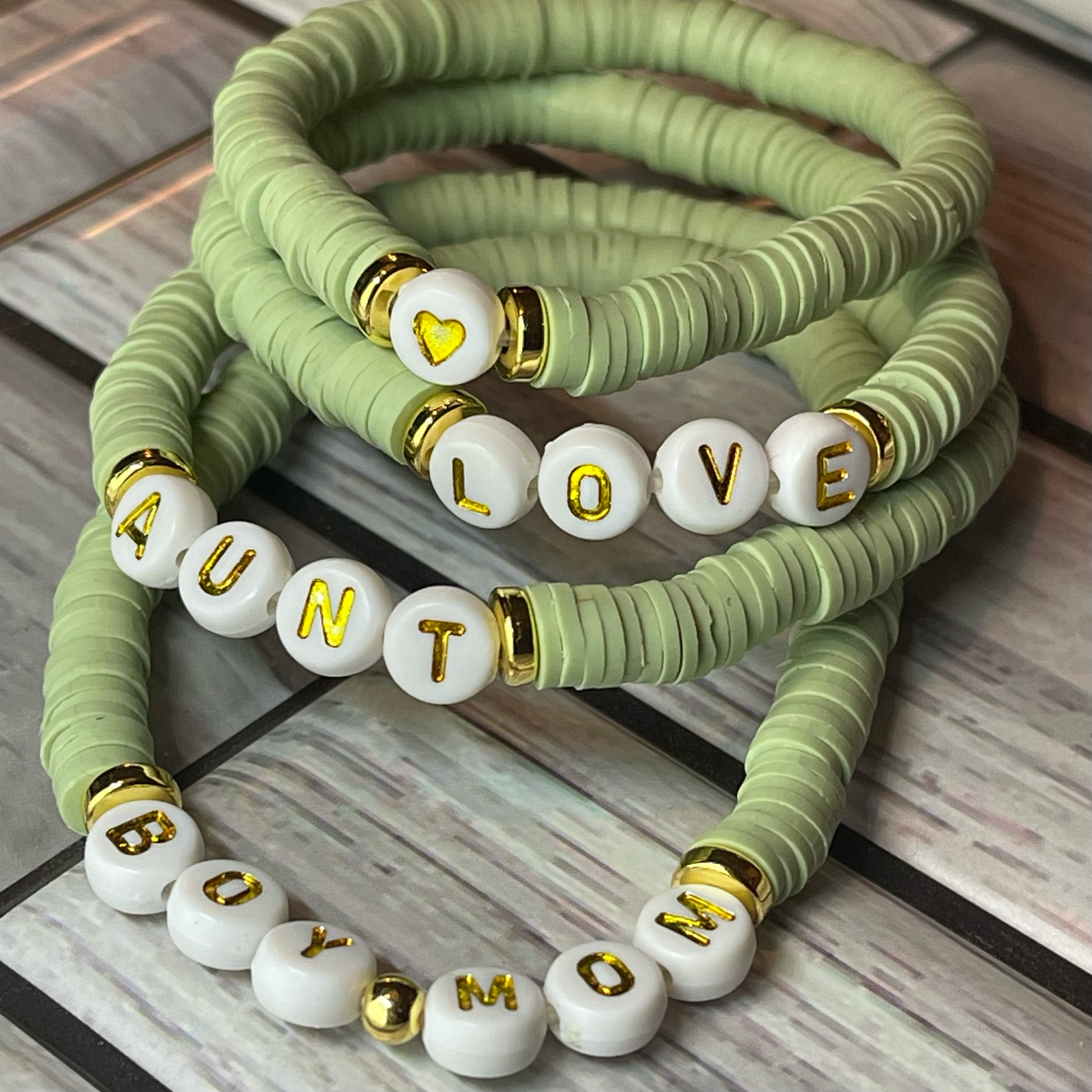 customizable bracelet stacker set polymer clay heishi beaded bracelets personalized