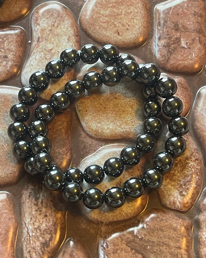 Hematite Gemstone Bracelet-Large 10 mm