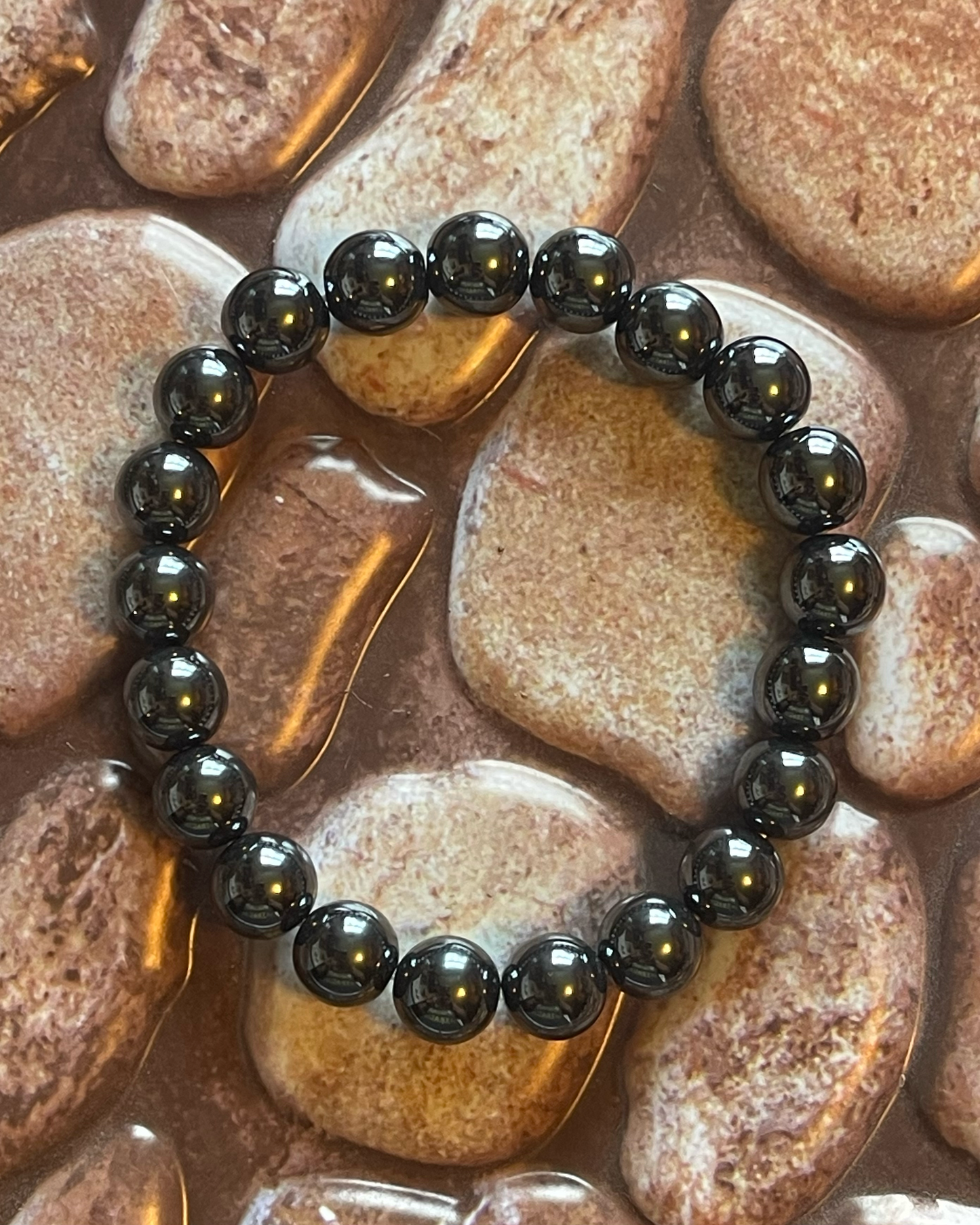Hematite Gemstone Bracelet-Large 10 mm