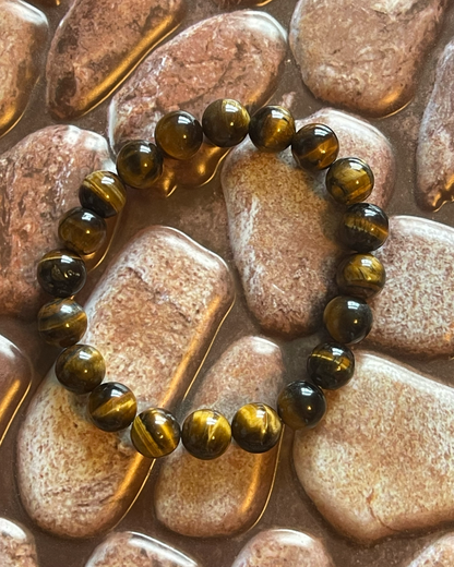 Tiger Eye Gemstone Bracelet-Large 10 mm