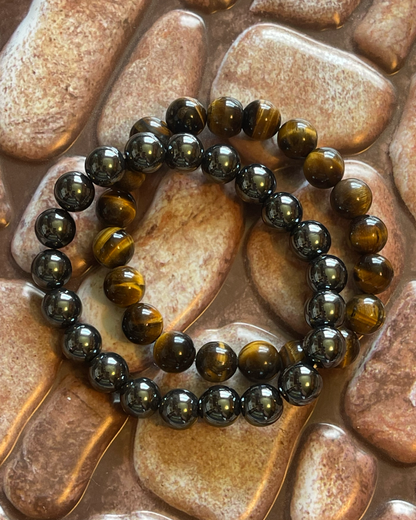 Tiger Eye Gemstone Bracelet-Large 10 mm
