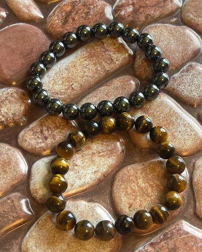 Hematite Gemstone Bracelet-Large 10 mm