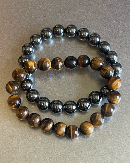 Hematite Gemstone Bracelet-Large 10 mm