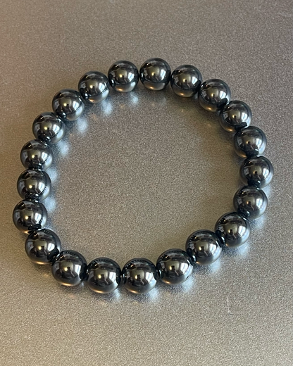 Hematite Gemstone Bracelet-Large 10 mm